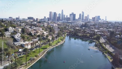 Echo Park Los Angeles Beautiful Aerial Drone
