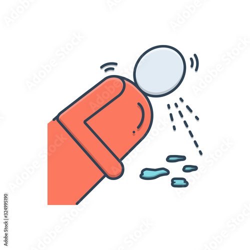 Color illustration icon for vomiting  