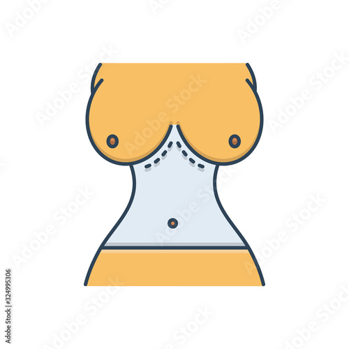 Color illustration icon for breast