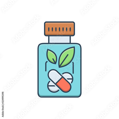 Color illustration icon for herbal