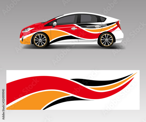 Car decal graphic vector wrap vinyl sticker. Graphic abstract wave shape designs for branding, race and drift car template design vector