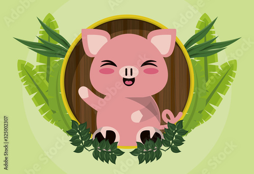 cute pig farm animal character
