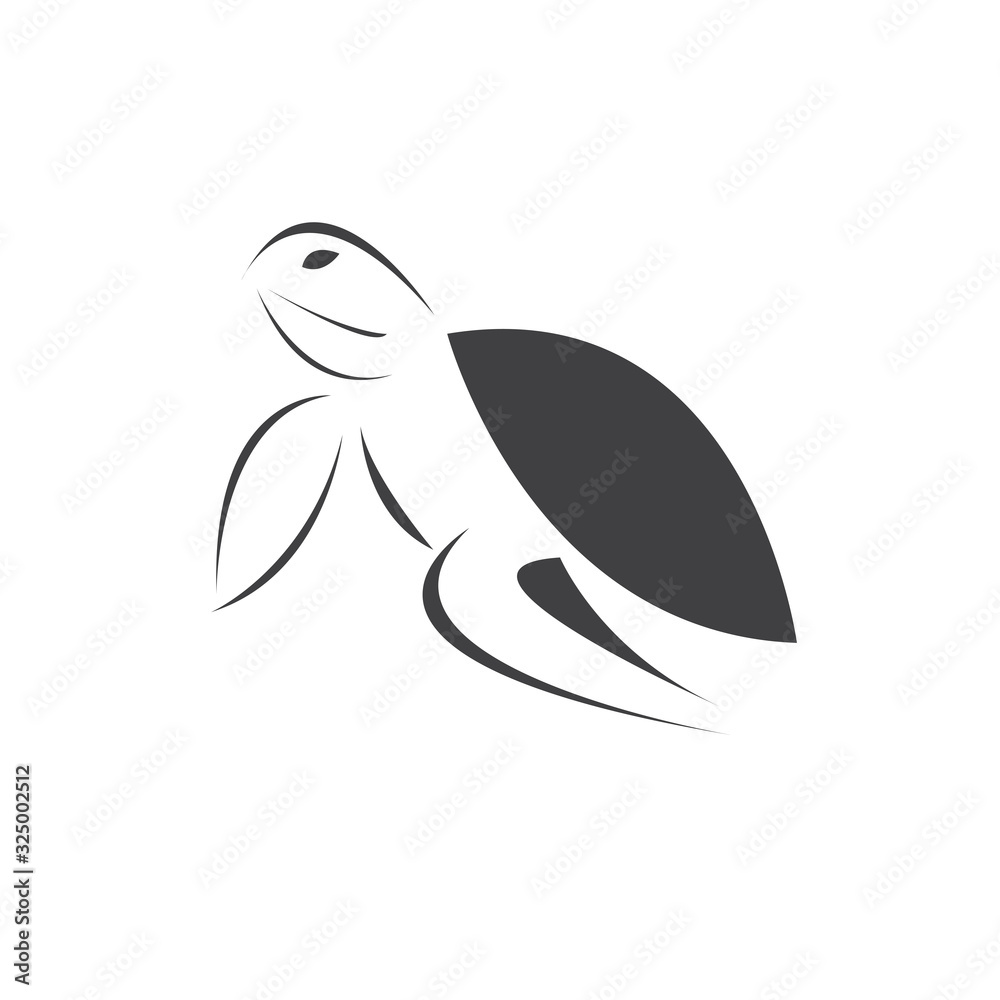 Vector of turtle Black design on a white background. Reptile. Animals ...