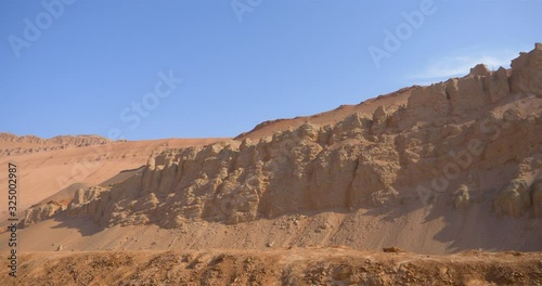 Nature landscape view of the Flaming Mountain Valley in Turpan Xinjiang Province China.