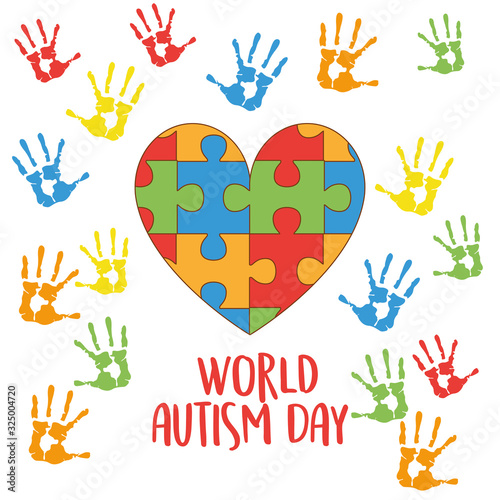 world autism day with heart puzzle