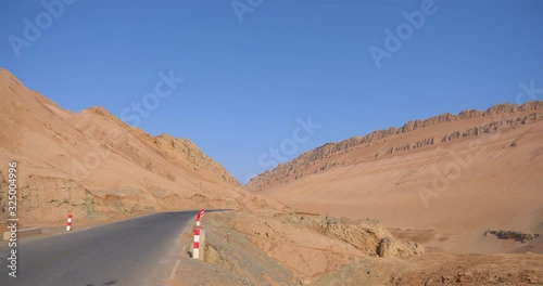 Nature landscape view of the Flaming Mountain Valley in Turpan Xinjiang Province China.