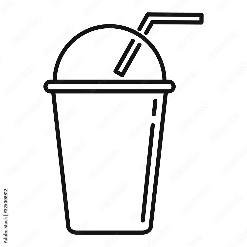 Smoothie plastic cup icon. Outline smoothie plastic cup vector