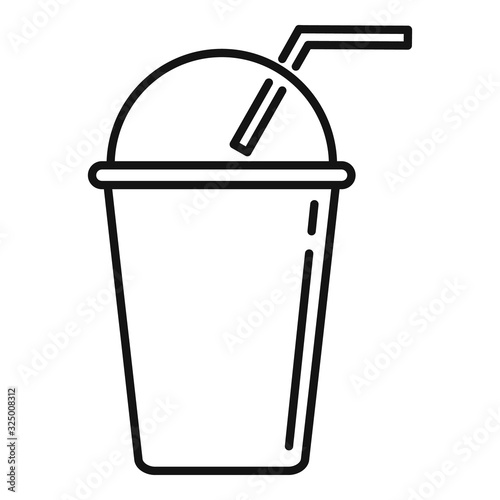 Smoothie plastic cup icon. Outline smoothie plastic cup vector icon for web design isolated on white background