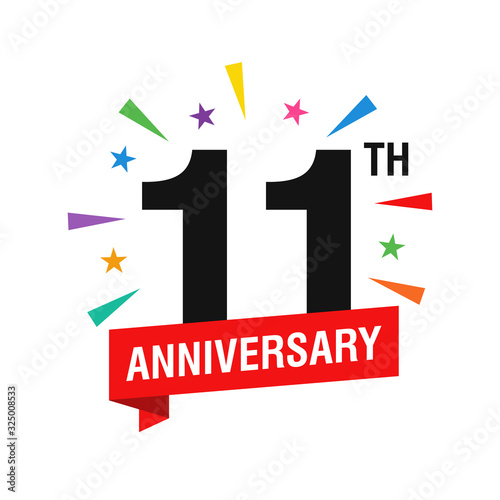 11th Years Anniversary Logo Design Vector