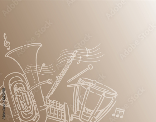 オーケストラ楽器がテーマの背景素材
