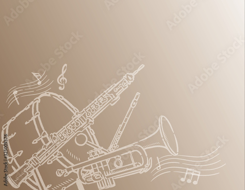 オーケストラ楽器がテーマの背景素材