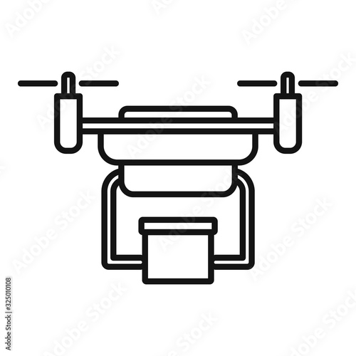 Flying drone delivery icon. Outline flying drone delivery vector icon for web design isolated on white background