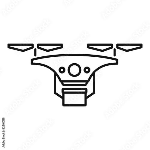 Phone drone delivery icon. Outline phone drone delivery vector icon for web design isolated on white background