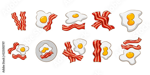 egg bacon vector set collection graphic clipart design