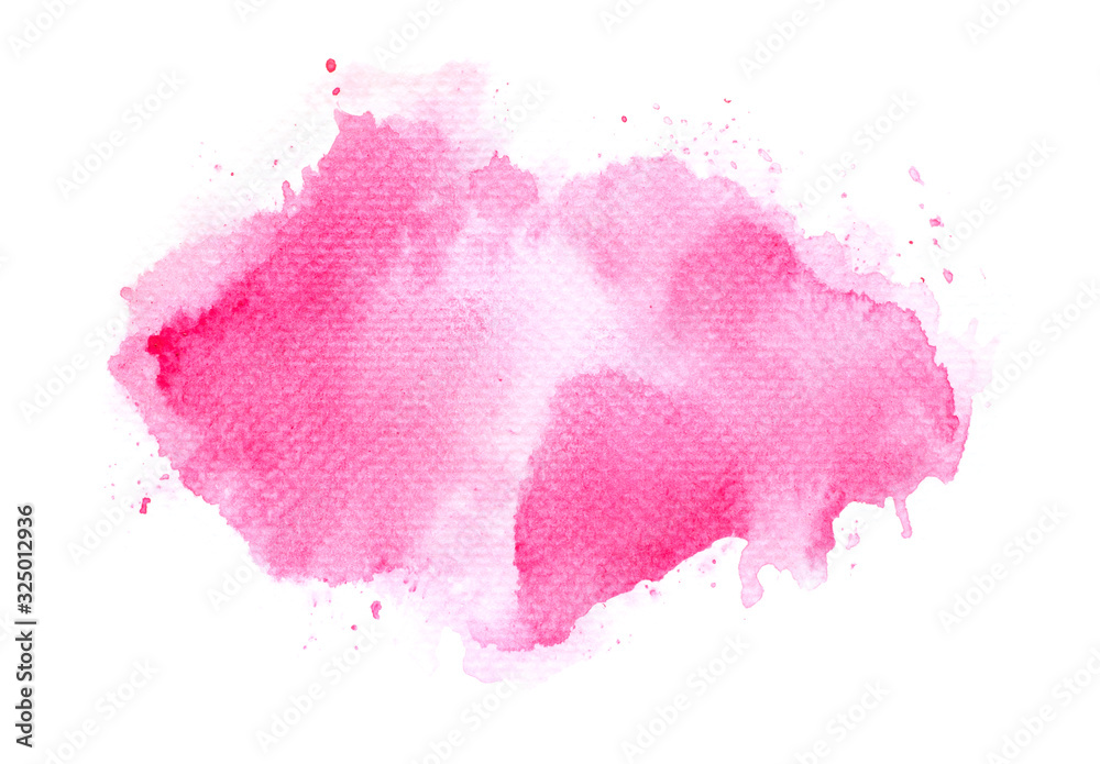 brush splash pink watercolor on paper.