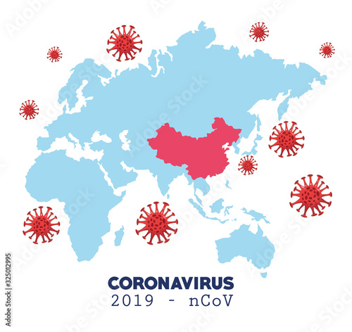 coronavirus infographic with map and advance cases