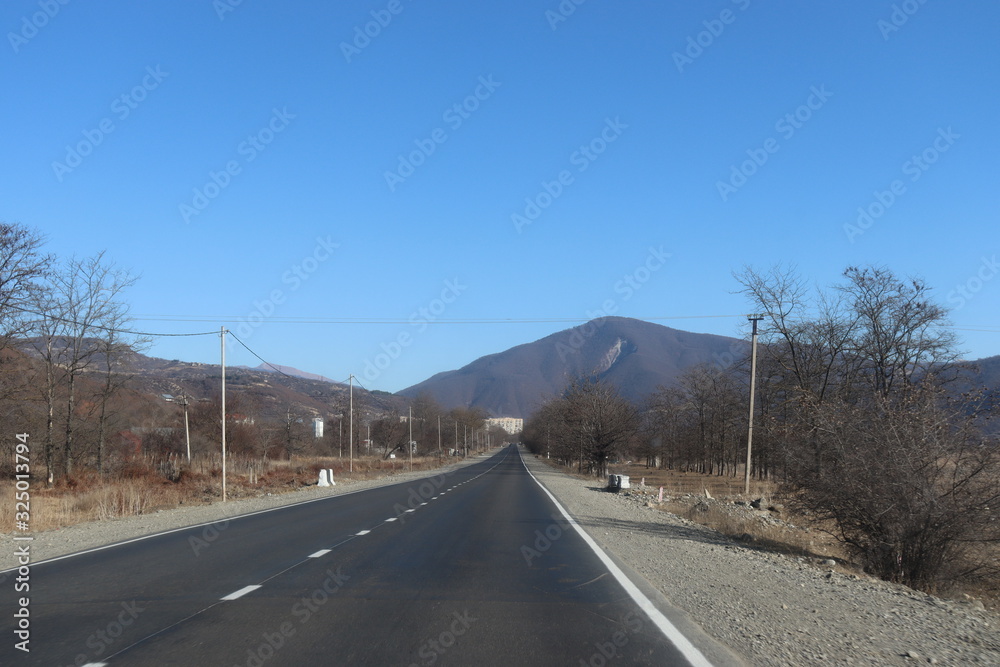 Landscape view of road and mountains