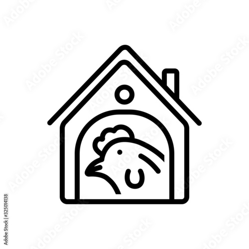 Black line icon for chicken in coop