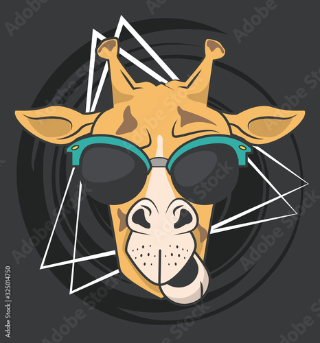 funny giraffe with sunglasses cool style