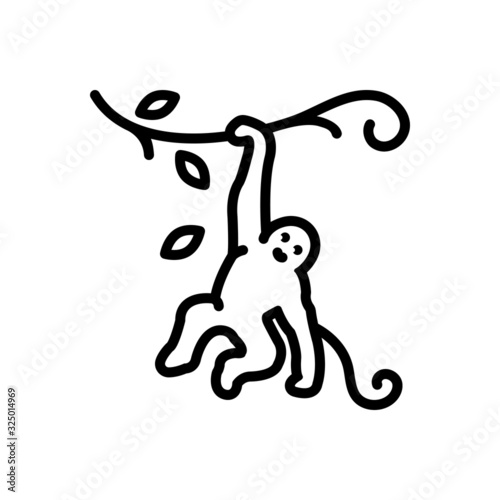 Black line icon for monkey on tree  