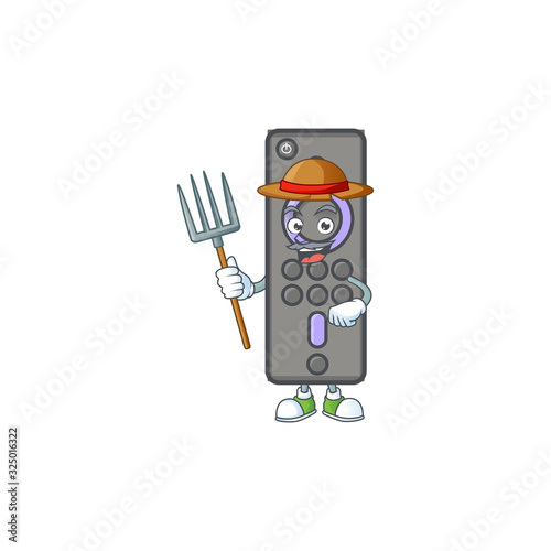 sweet Farmer remote control TV cartoon mascot with hat and tools