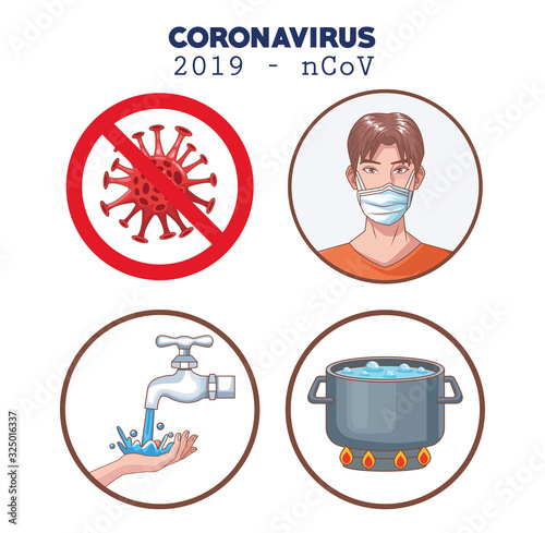 coronavirus infographic with prevention set