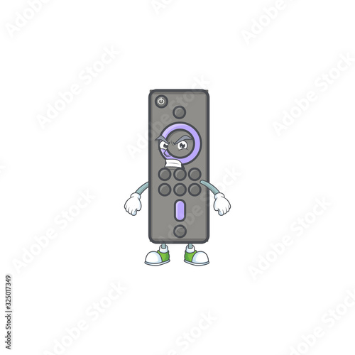cartoon character of remote control TV with angry face