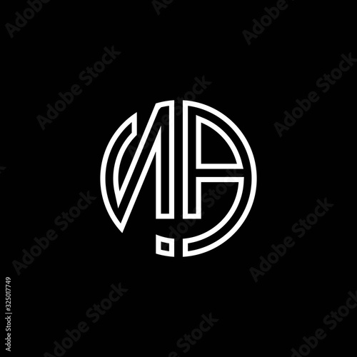 NA monogram logo circle ribbon style outline design template