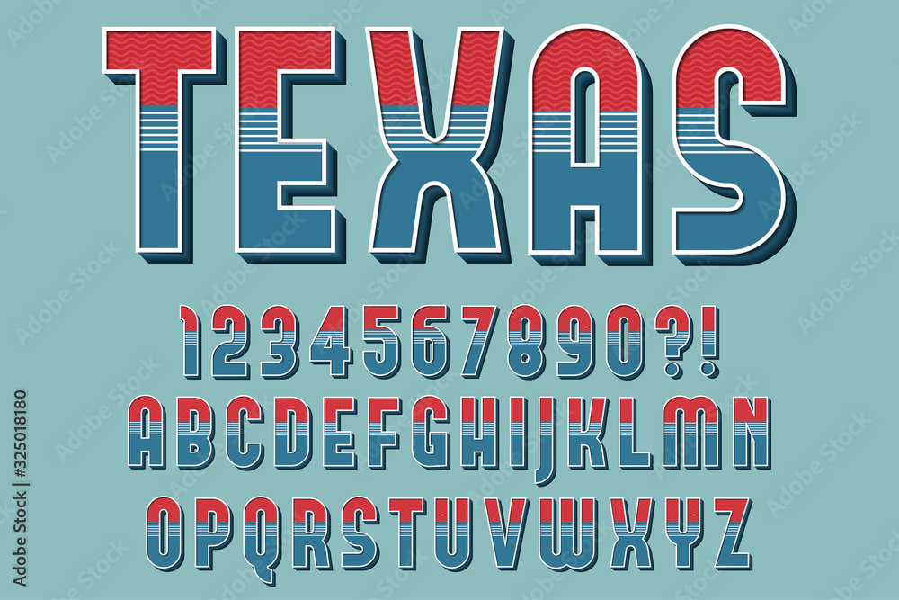 Retro classic 3D Alphabet Letters, Numbers and Symbols. Vector Stock ...