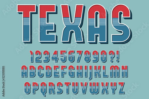Retro classic 3D Alphabet Letters, Numbers and Symbols. Vector
