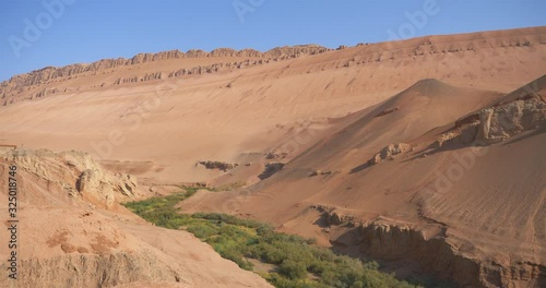 Nature landscape view of the Flaming Mountain Valley in Turpan Xinjiang Province China.
