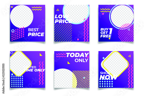 Business presentation template Social media pack. Set of modern square blog posts Editable simple info banner for app, web mail