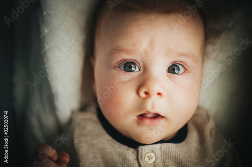 Close up portrait, newborn baby boy