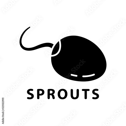 Cutout silhouette Sprouted soybean icon. Outline logo for raw food diet, fresh soy products, salad and seeding. Black simple illustration. Flat isolated vector image on white background