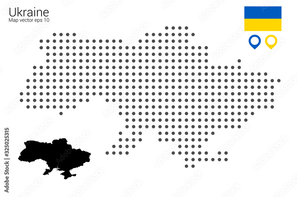 Create Map Ukraine Draw How To Map of Ukraine, vector drawing, dotted with flag and map marker Stock ...