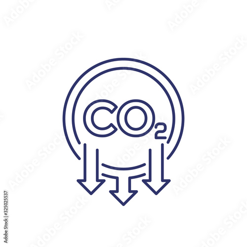 co2, reduce carbon emissions line icon