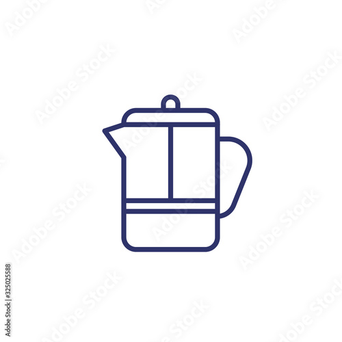french press line icon on white
