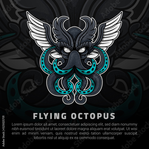 Flying octopus illustration