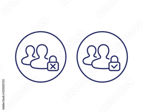 Parental control off, on icons, line vector