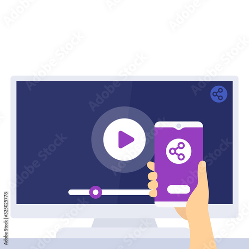 screen mirroring with TV and phone, vector