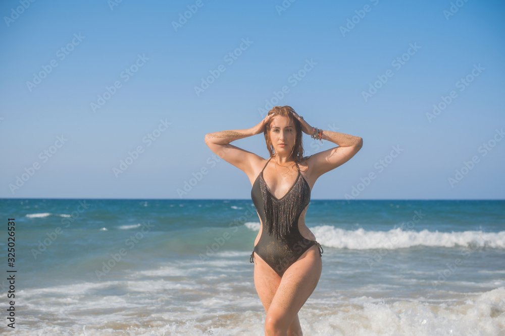 Travelling time. Cute plus size nice woman at vacation, stylish casual style Travelling time. Cute plus size nice woman at vacation, stylish casual style