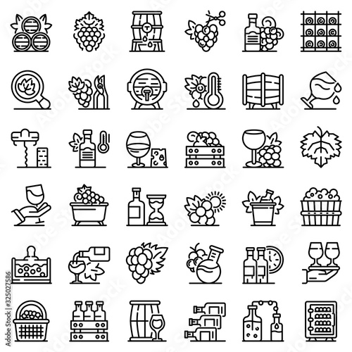 Winemaker icons set. Outline set of winemaker vector icons for web design isolated on white background