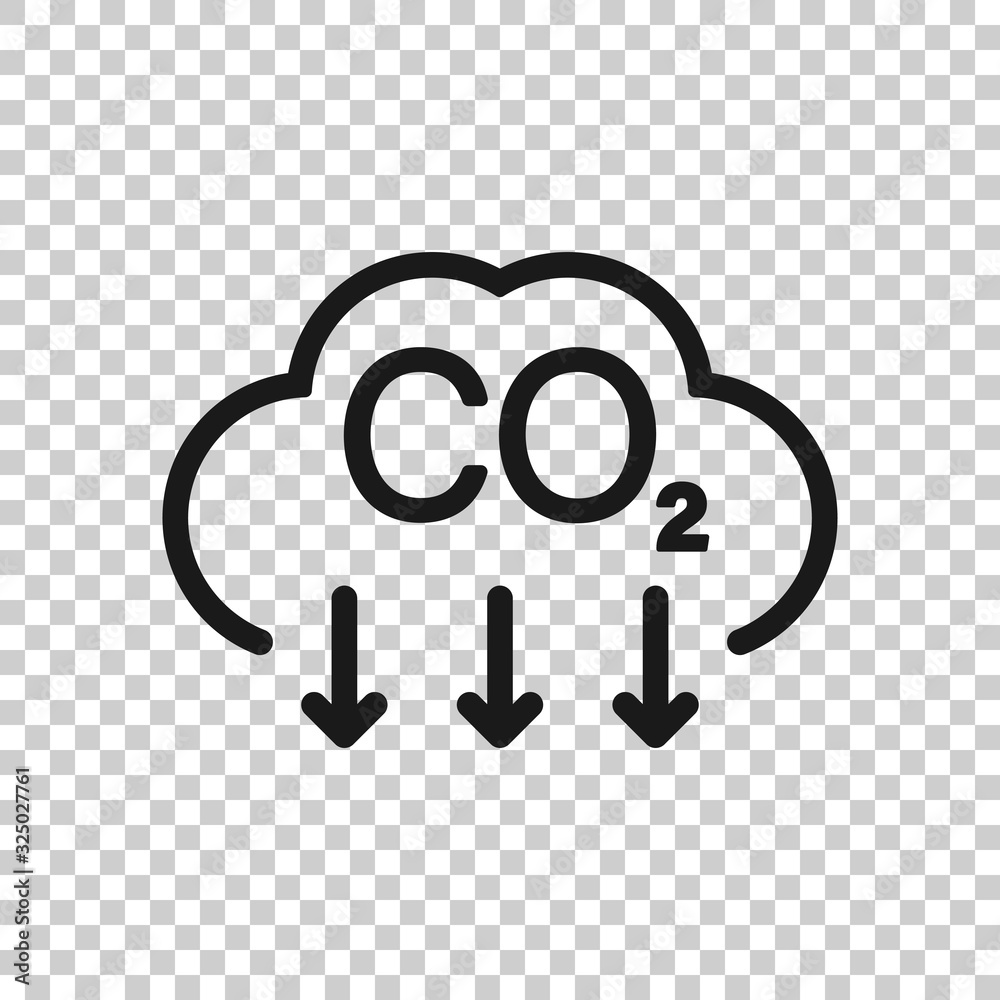 Co2 icon in flat style. Emission vector illustration on white isolated