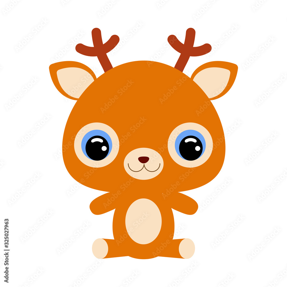Cute little sitting deer. Forest animal. Flat vector stock illustration Cute little sitting deer. Forest animal. Flat vector stock illustration