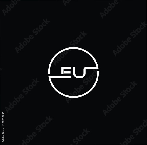 Outstanding professional elegant trendy awesome artistic black and white color EU UE initial based Alphabet icon logo.