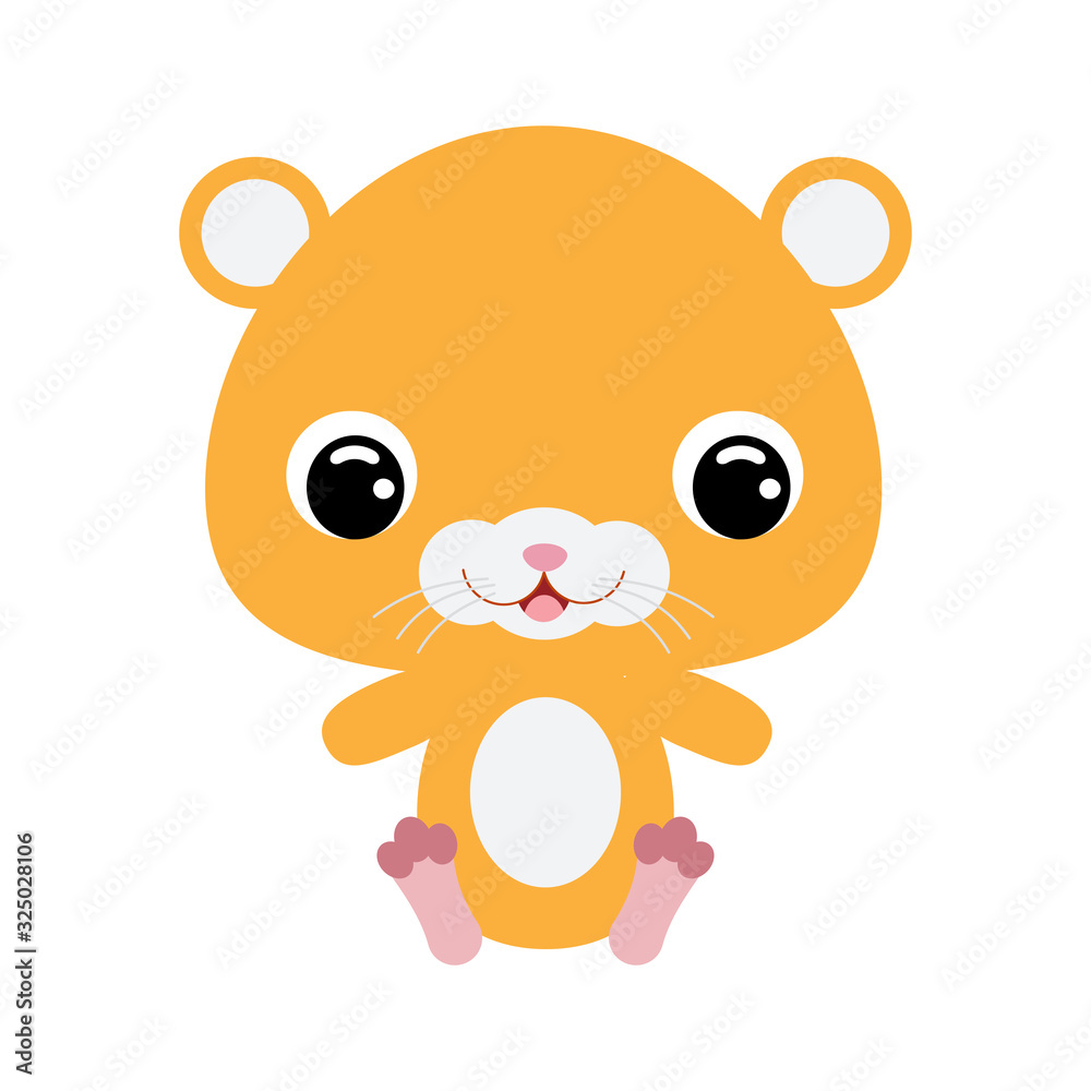 Cute little sitting hamster. Flat vector stock illustration