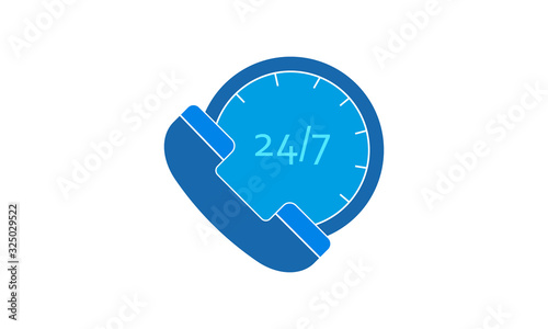 24 hours icon for open services and availability