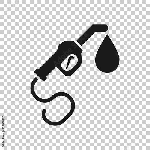 Fuel pump icon in flat style. Gas station sign vector illustration on white isolated background. Petrol business concept.