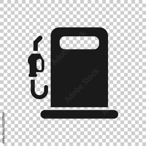 Fuel pump icon in flat style. Gas station sign vector illustration on white isolated background. Petrol business concept.