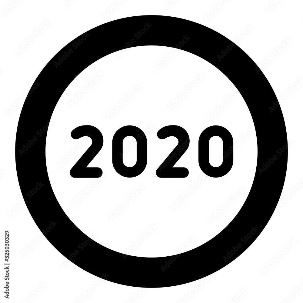 2020 text symbols New Year letters icon in circle round black color vector illustration flat style image 2020 text symbols New Year letters icon in circle round black color vector illustration flat style image